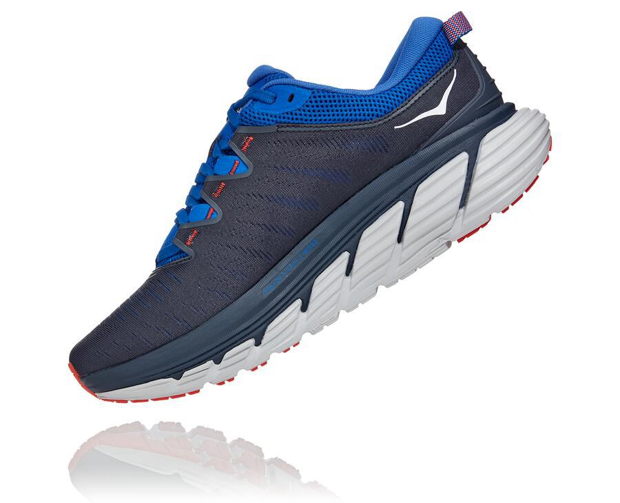 Running Shoes Mens - Hoka One One Gaviota 3 - Black/Blue - DSJRYHZ-51